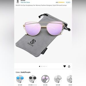 SOJOS Cat Eye Sunglasses for Women Fashion Designer Style Mirrored Lenses